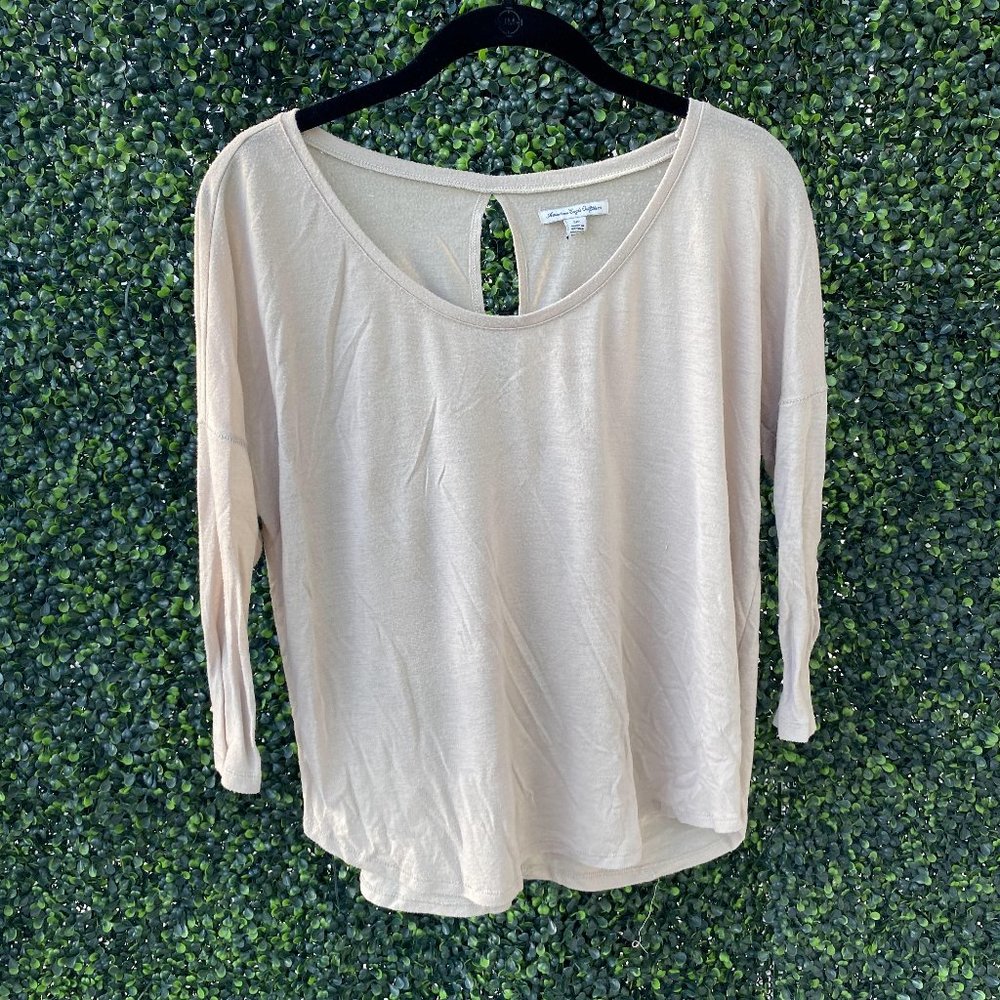 Beige Women's Half Sleeve Flowy Blouse